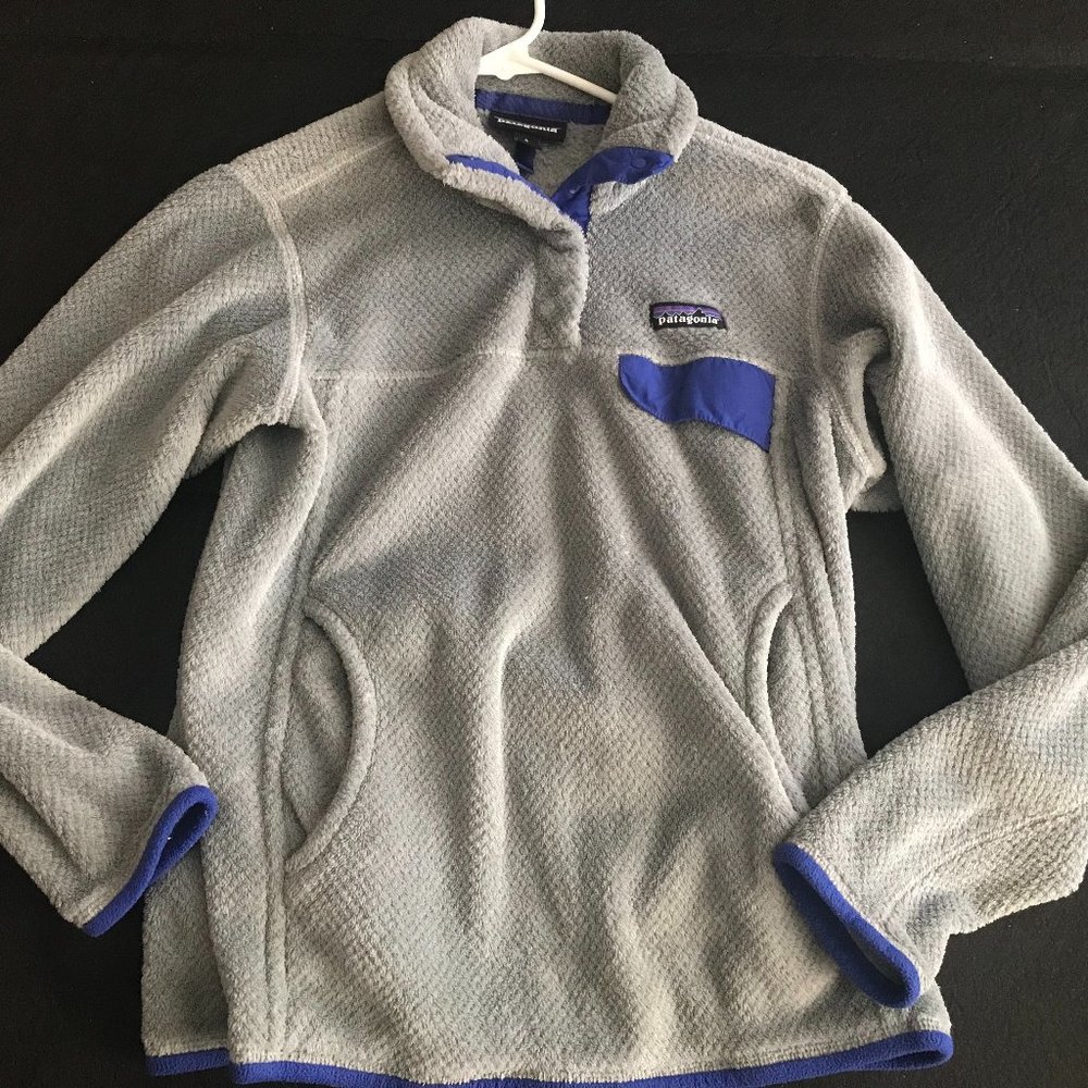 Patagonia Snap Pullover Girls's S- Gray & Royal Blue